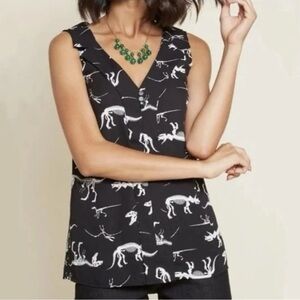 Modcloth Black and White DINOSAUR SKELETON Top